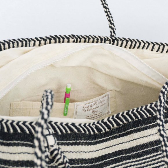 Tote Bag xl with zipper jute cotton handmade - Picture 3 of 6